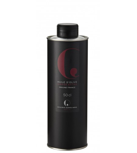 Huile d'olive Vierge Extra étiquette rouge 50cl, bidon inox